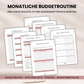 Monatliche Ardeloa Budgetroutine mit Vorlagen für Monatsbudget, Wochencheck, Sparziele und Monatsabschluss.